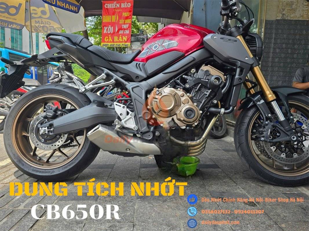 Dung tích nhớt cho xe honda CB650R bao nhiêu lít?